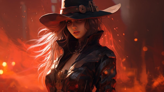 Beautiful woman cowgirl character AI generated image