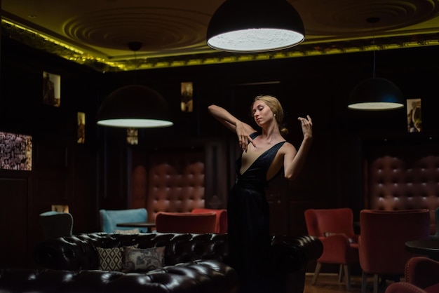 beautiful woman dancing at home