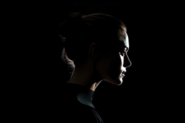 Photo beautiful woman dark silhouette close up portrait