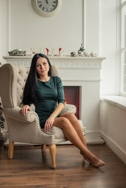 Beautiful woman in decorated house,