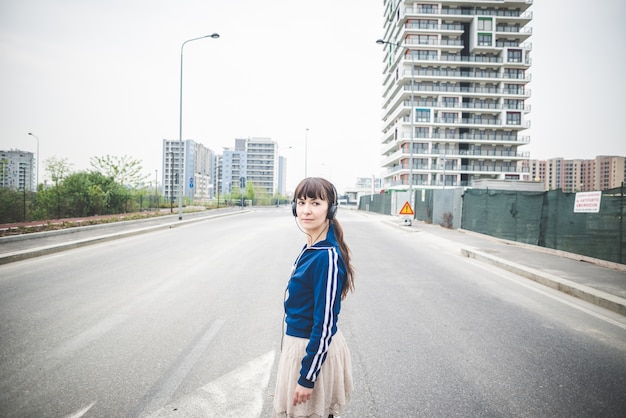 beautiful woman in a desolate landscape