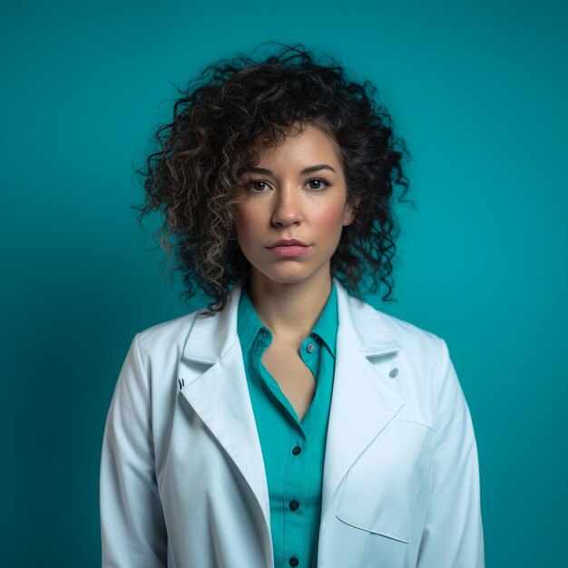 beautiful woman doctor wearing white coat in isolated background hd