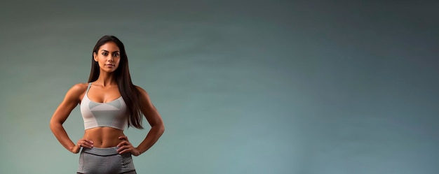 beautiful woman doing stretching exercises in a studio