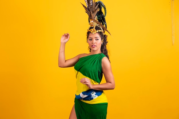 Beautiful woman dressed for carnival night Afro woman with carnival costume