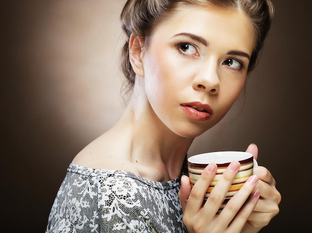 Beautiful woman drinking coffee