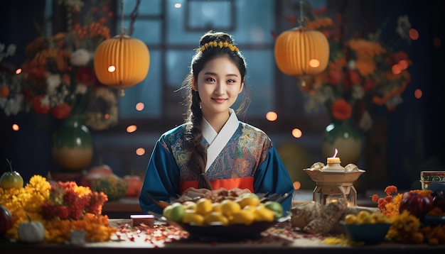 Beautiful Woman Enjoying food festival