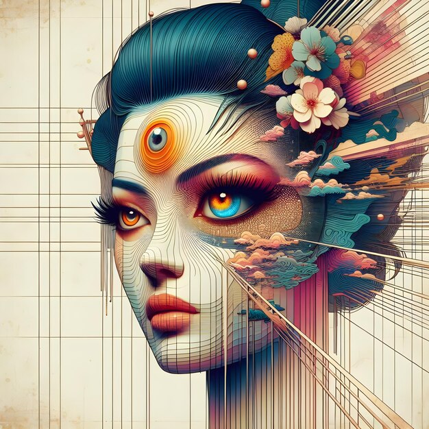 A beautiful woman face art design ai image