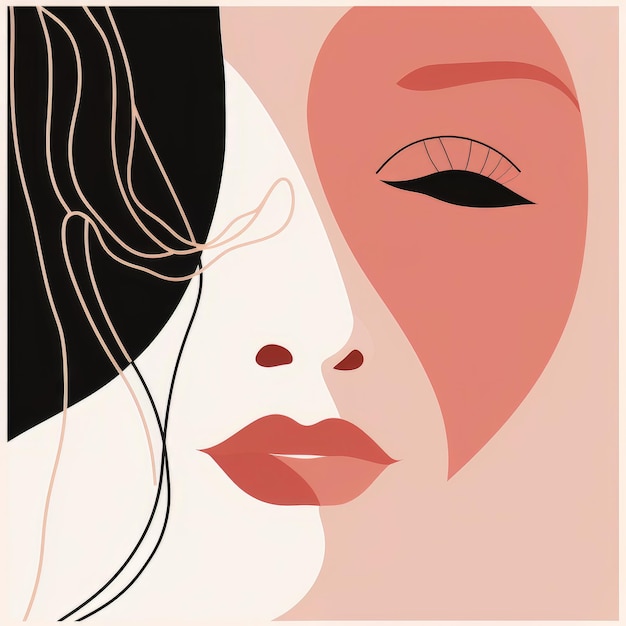 Beautiful woman face Vector illustration of a girl with closed eyes