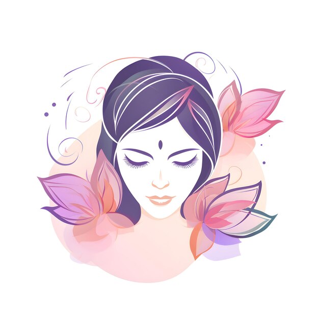 Beautiful woman face with closed eyes and butterflies Vector illustration