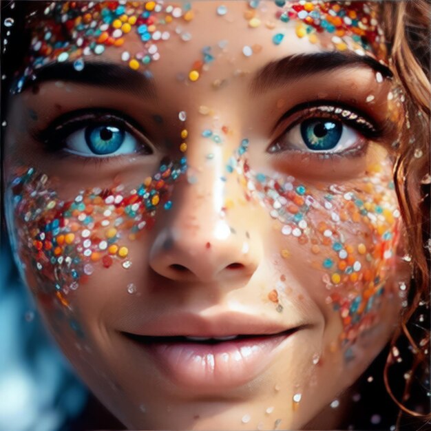 Photo beautiful woman face with colorful makeup beautiful woman face with colorful makeup