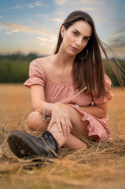 A beautiful woman in the fields