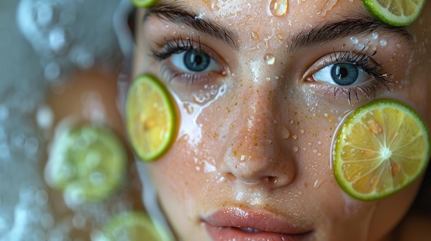 Beautiful woman getting a face massage at the spa