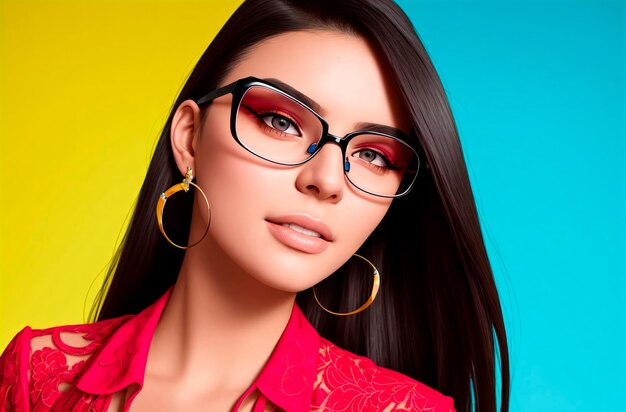 Beautiful woman in glasses portrait of pretty female in eyeglasses generative ai
