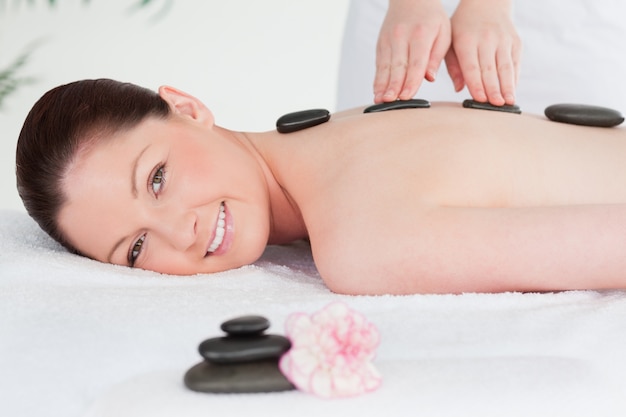 Beautiful woman having a LaStone therapy