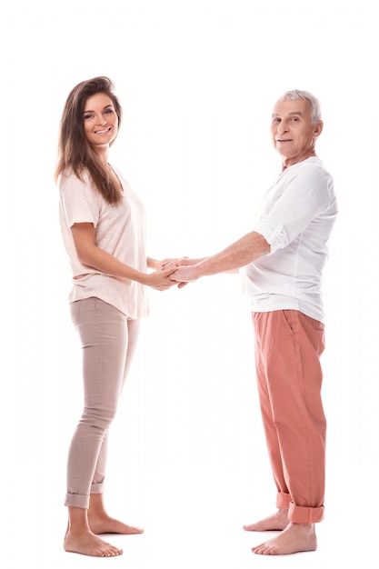 Beautiful woman and her eldelry father