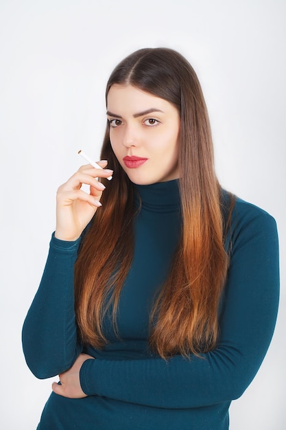 Beautiful Woman Holding Broken Cigarette