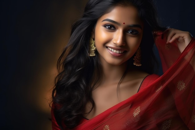 인도 옷을 입은 아름다운 여인