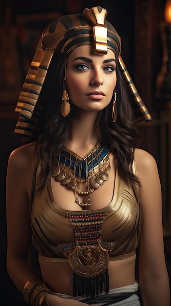 Beautiful woman like Queen of Egypt Cleopatra Generative AI