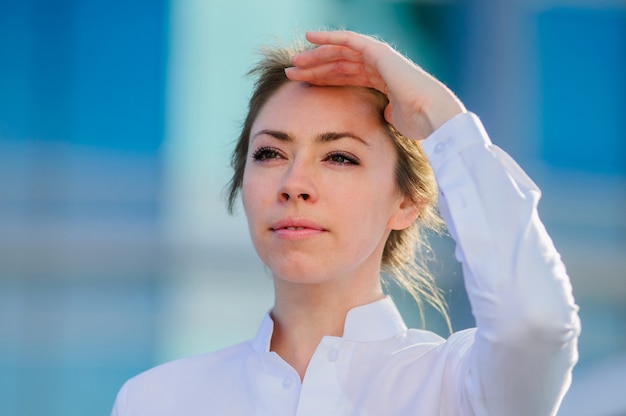 Beautiful woman looking away