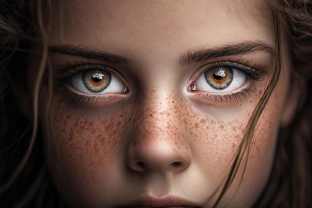 Photo beautiful woman looking with starry eyes generative ai