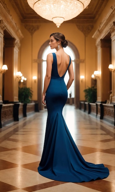 럭셔리 드레스와 검은 양말을 입은 아름다운 여성이 궁전에서 크리에이티브 디자이너 패션 글래머 아트