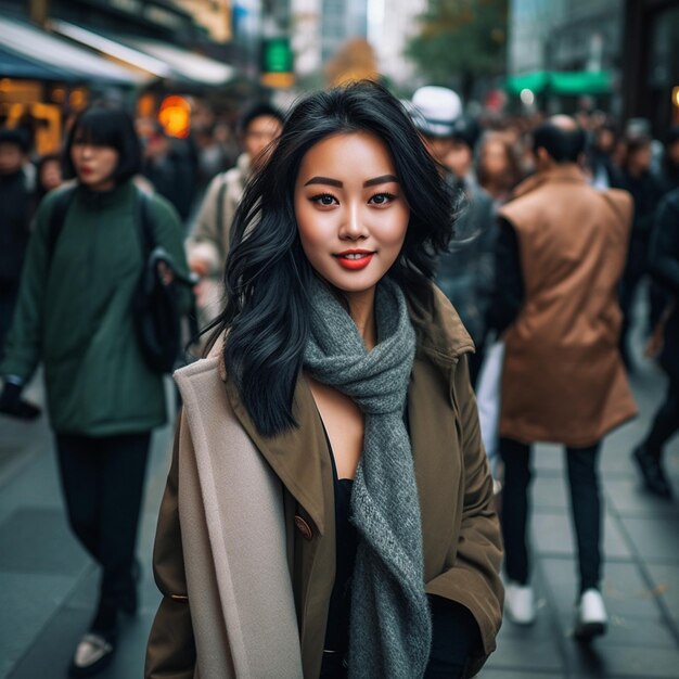 Beautiful woman model on the street