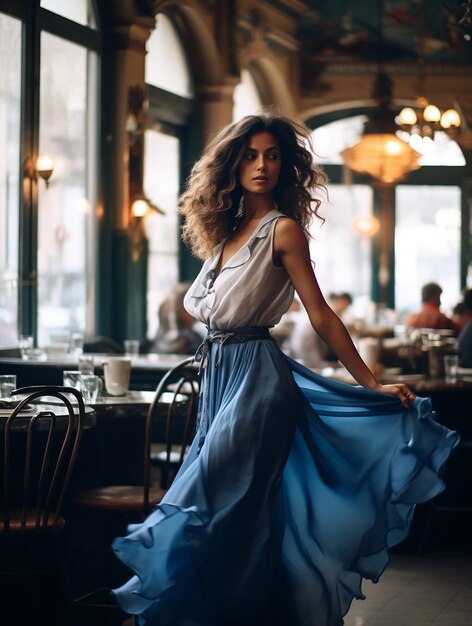 a beautiful woman in a paris cafe