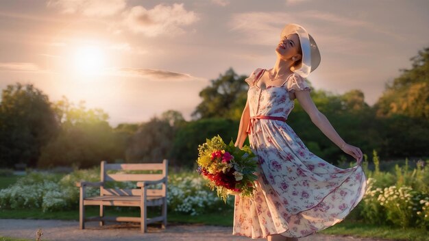 Beautiful woman in the park in a last sunny days