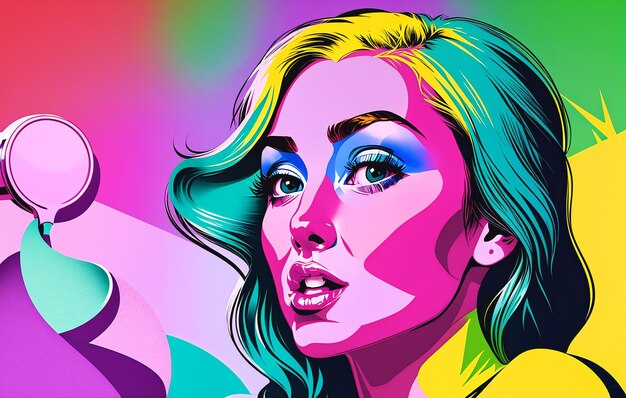 Photo beautiful woman in pop art style