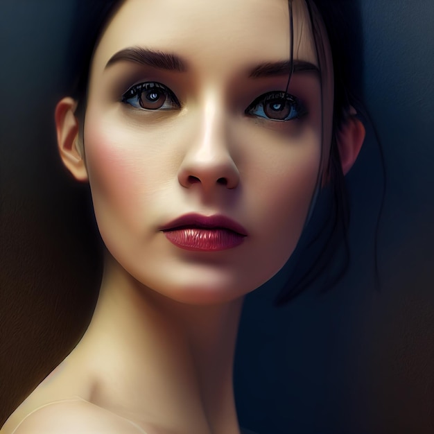 Beautiful woman portrait closeup illustration