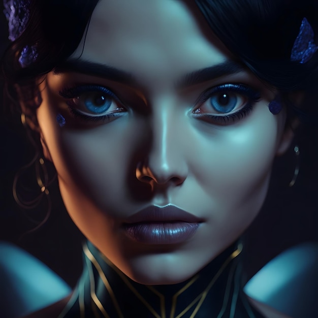 Beautiful woman portrait with perfect eyes created with generative ai