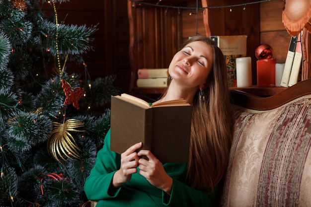 Beautiful woman reading book
