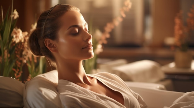 Beautiful woman relaxing in a spa