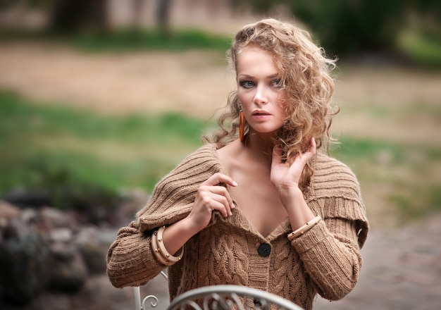 Beautiful woman resting in the garden