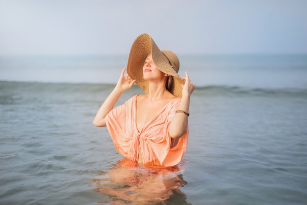 Beautiful woman in the sea