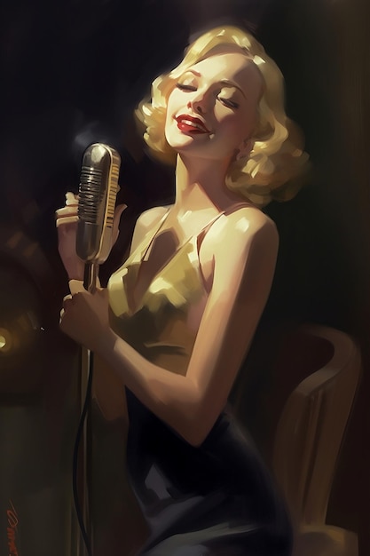 beautiful woman singing