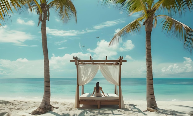 Beautiful woman sitting relax on the beach