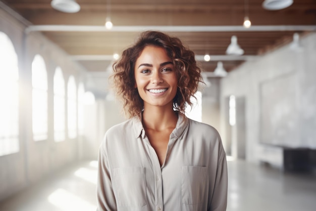 Beautiful woman smiling in an indoor scene