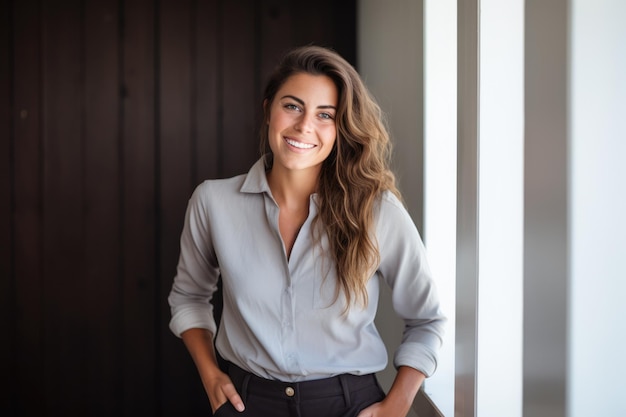 Beautiful woman smiling in an indoor scene