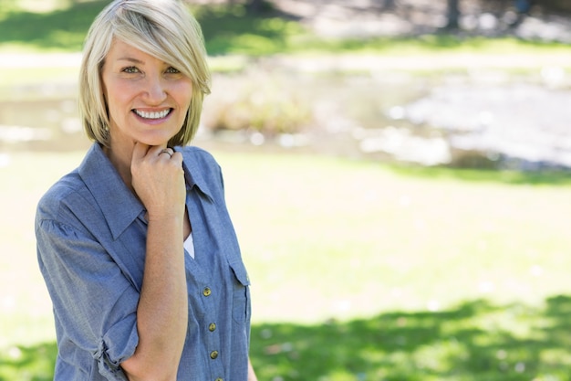 Beautiful woman smiling in park