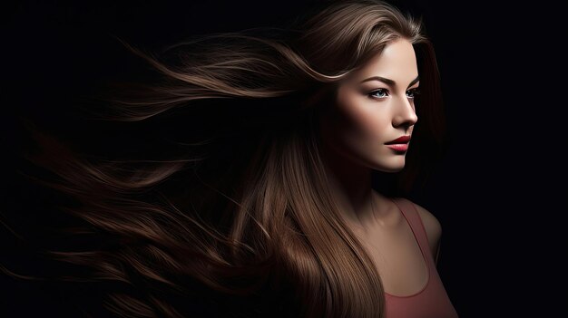 A Beautiful woman smooth long hair Generative Ai