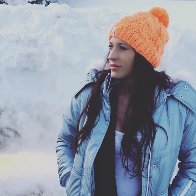 beautiful woman in snow
