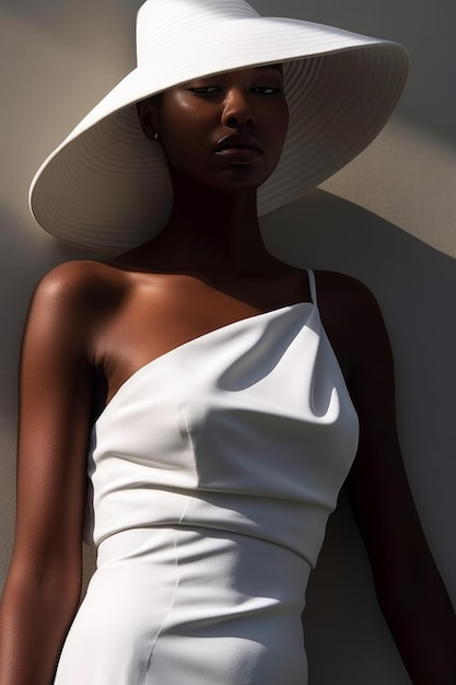 Beautiful woman in the summer with a hat