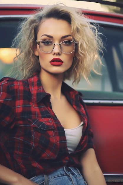 Beautiful woman in the summer with a hat