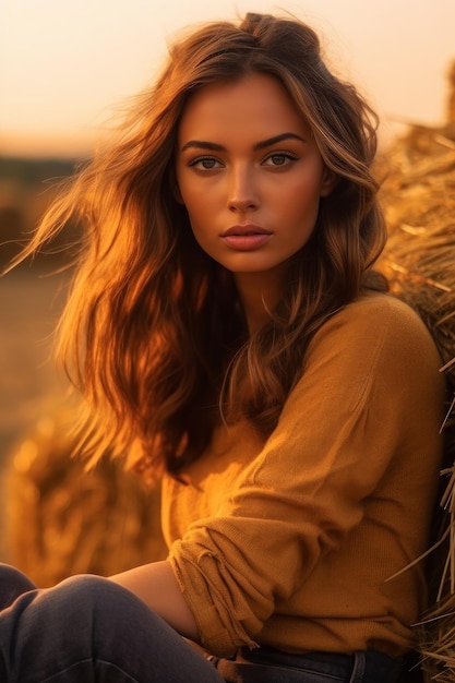 Beautiful woman in the summer with a hat