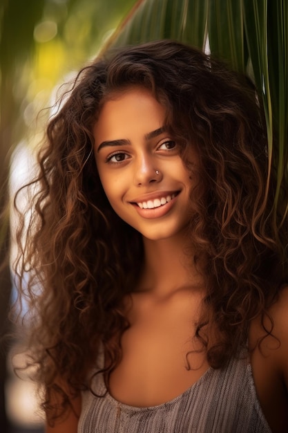 Beautiful woman in the summer with a hat