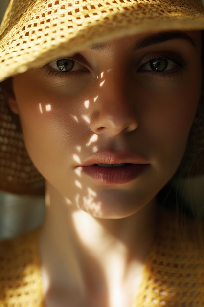 Beautiful woman in the summer with a hat