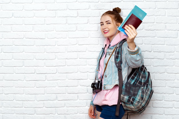 Beautiful woman traveler