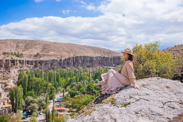 Beautiful woman on vacation in cappadocia