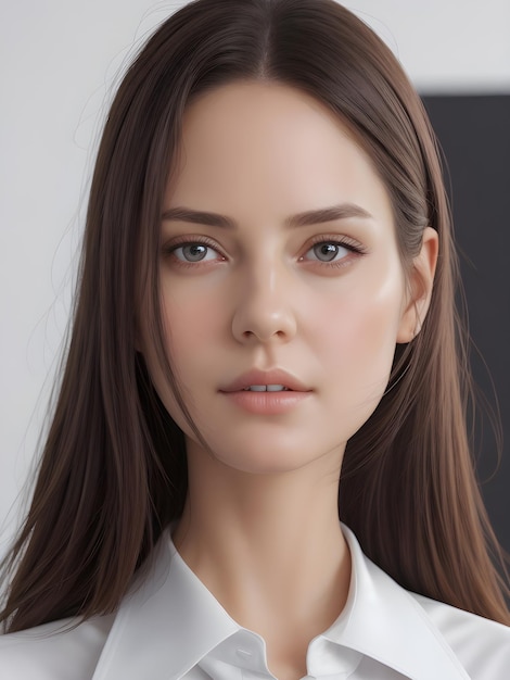 Beautiful woman wearing office uniform focus on her face and right eye ai generative